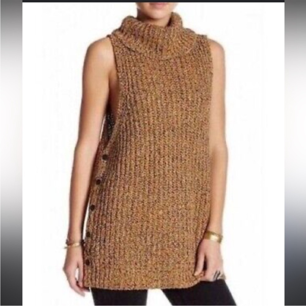 Free People Valentina sleeveless chunky knit turtleneck